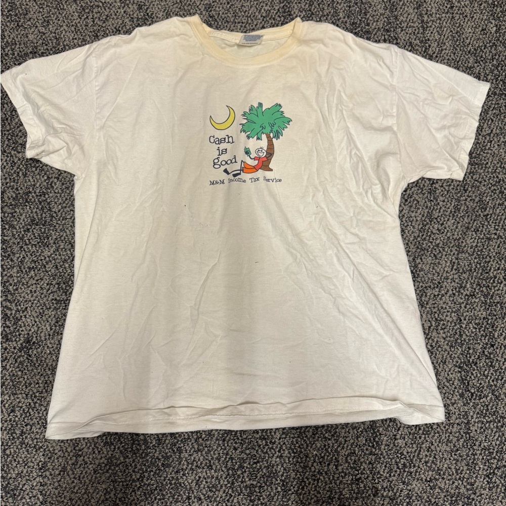 Hanes Cream Short Sleeve Tee with Colorful Graphic Design